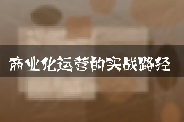 商业化运营的实战路径